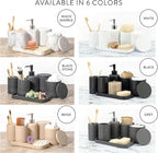 ZCCZ Black Matte Bathroom Accessories Set 6 Pieces - Toothbrush Holder, Lotion Dispenser, Qtip Container, Vanity Tray, Tumbler - Countertop Organizer for Bathrooms - Elegant and Functional Décor Set
