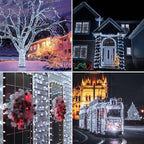 Upgrade Solar String Lights for Outside 2 Pack Total 180FT 500LED String Lights Outdoor with 8 Modes, IP65 Waterproof Outdoor Solar Twinkle Lights, Garden Tree Party Christmas Decorations, Cool White