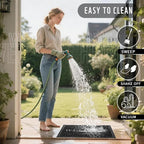 Yimobra Welcome Mat Outdoor Indoor, All-Season Waterproof Front Door Mat Outside Entrance, All-Weather Heavy Duty Non-Slip Doormat, Low Profile Porch Patio Entrance Mats, 47x24, Black