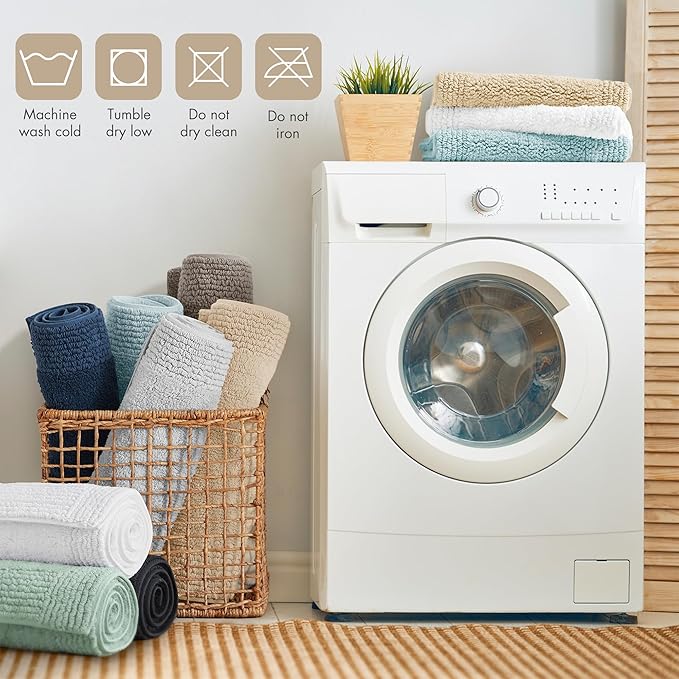 Madison Park Splendor Reversible 100% Cotton Tufted Bathroom Rug-3000 GSM Hotel Quality Luxurious Plush Medium Pile Bath Mat Absorbent, Quick Dry, Shower Room Décor, 20x30 Natural