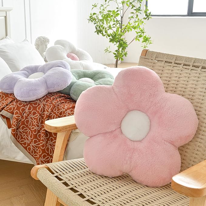 Flower Pillows, Soft Flower Shaped Pillow with Home Decorative for Couch Chair Bed,Flower Floor Throw Pillows for Adults Bedroom Living Room (Sage Green, 15 Inches)