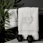 Decorative and Monogrammed Hand Towels for Bathroom Kitchen Makeup | Personalized Gift for Wedding-Bridal | Roman Font Custom Luxury Turkish Towel | Spa Collection, Oversized, 16 X 30 Inch, Set of 2