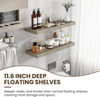 36 Inch Floating Shelves, 12 Inch Deep Floating Shelves for Wall, Floating Shelf with Invisible Brackets, Deep Shelves for Bathroom, Bedroom, Living Room, 2 Pack, Vintage Gray Oak
