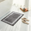 Tititex Luxury Dark Grey Frame Line Bathroom Rug, 16x24 inch Extra Soft and Absorbent Microfiber Bath Rugs, Non-Slip Plush Shaggy Bath Carpet, Bath Mats for Bathroom Floor, Tub and Shower