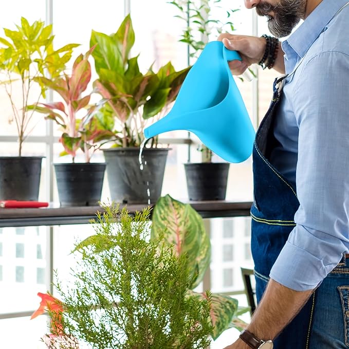 Plastic Watering Can for Indoor and Outdoor Plants - Home Garden - 1/2 Gallon - Blue