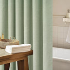 Sage Green Faux Linen Textured Shower Curtain Water-Resistant, Heavy Duty Farmhouse Fabric Shower Curtain Washable, 72 x 72 Inch Forest Green Linen Look Bathroom Shower Curtains Wrinkle-Free
