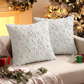 MIULEE Christmas Snowflake Decorative Throw Pillow Covers Set of 2,Soft Fluffy Faux Wool Winter Holiday Couch Pillows for Farmhouse Boho Home Decor Sofa Bed Porch Living Room 16x16 Inch Pure White