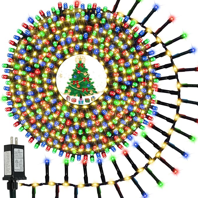 960 LED Christmas Slow Twinkle Cluster Lights, Firecracker Fairy Lights Plug in with 15 Modes & Timer Function, 39FT Waterproof String Lights for Indoor Outdoor Tree Christmas Decorations, Multicolor