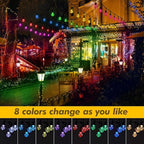 144FT Solar Outdoor String Lights, 45 Shatterproof E26 Edison LED Bulbs, IP65 Waterproof Dimmable RGB Color Changing Patio Lights with 8 Modes & Remote for Garden, Cafe