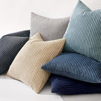 MIULEE Winter Pack of 2 Corduroy Pillow Covers Soft Soild Cushion Cases Decorative Square Throw Pillow Covers Smoky Blue Pillowcases for Sofa Bedroom Car 20 x 20 Inch 50 x 50 Cm