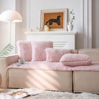 Neelvin Pink Faux Fur Cozy Fluffy Double-Sided Decorative Throw Pillow Covers 24x24 inch Set of 2,Velvet Pillowcase Cushion Case for Sofa Couch