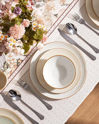 Famiware Jupiter Dinnerware Set, Plates and Bowls Dish Sets for 6 (18 Pieces), Microwave and Dishwasher Safe Stoneware Speckled Tableware, Chip and Scratch Resistant, Vanilla White