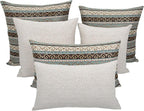Throw Pillow Covers Turquoise and Black - 14 x 24 Inches Decorative Kilim Lumbar Pillows, Boho Room Decor for Couch, Bohemian Outdoor Case for Farmhouse, Ethnic Shams