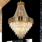 Crystal Chandeliers Modern Chandelier High Ceiling Foyer Entryway 21 Lights Gold Luxury Pendant Hanging Light Fixture for Living Room Entry Way Extra Large Tiered 36'' D x 54'' H