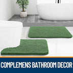 OLANLY Bathroom Rugs 59x20, Extra Soft Absorbent Chenille Bath Rugs, Rubber Backing Quick Dry, Machine Washable Bath Mats for Bathroom Floor, Tub and Shower, Home Decor Accessories, Olive Green