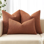 MIULEE 18x18 Inch Decorative Pillow Covers for Couch Bed Set of 2 Textured Boucle Neutral Winter Throw Pillows Rust Accent Solid Cushion Pillowcases Sofa Livingroom Home Decor