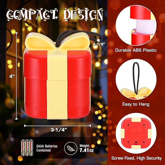 Christmas Gift EverBrite Christmas Gift Box Lantern 3 Pack, 5 Light Modes Holiday Decoration Presents for Women and Men, AAA Batteries Contained Stocking Stuffers, Christmas Lights Indoor & Outdoor
