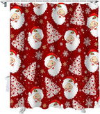 Red Christmas Shower Curtain, Santa Claus Merry Christmas Tree Shower Curtains Set with Hooks, Winter Snowflake Waterproof Fabric Bathroom Curtains Decor Home Accessories,72X 96 Inch Extra Long