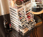 Cq acrylic Makeup Organizer Skin Care Large Clear Cosmetic Display Cases Stackable Storage Box With 11 Drawers For Vanity,Set of 4