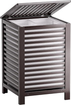 SMIBUY Double Laundry Hamper with Lid, 120L Bamboo Laundry Basket with Removable Liner Bag, 2-Section Clothes Divider Laundry Sorter for Laundry Room, Bathroom, Bedroom (Dark Brown)