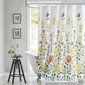 Long Fabric Floral Shower Curtain, Yellow Orange Green Flower Shower Curtains for Bathroom, Waterproof Bathroom Curtains, 72" W x 78" H