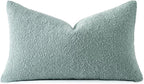 MIULEE Textured Boucle Throw Pillow Cover Aqua Blue Accent Solid Lumbar Spring Pillow Case Decorative Soft Pack of 1 Couch Cushion Chair Sofa Bedroom Livingroom Home Decor,12x20 Inch