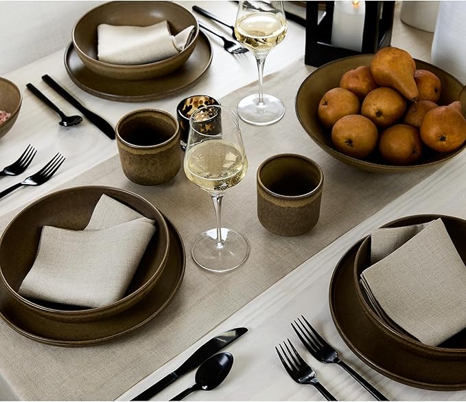 Solino Home Linen Natural Table Runner 156 Inches Long - 100% Pure Linen Extra Long Table Runner 14 x 156 Inch for Fall, Autumn, Thanksgiving - Fete