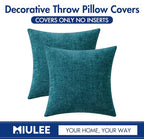 MIULEE Pack of 2 Dark Teal Throw Pillow Covers 16x16 Inch Soft Chenille Pillow Covers for Sofa Living Room Couch Solid Dyed Cases