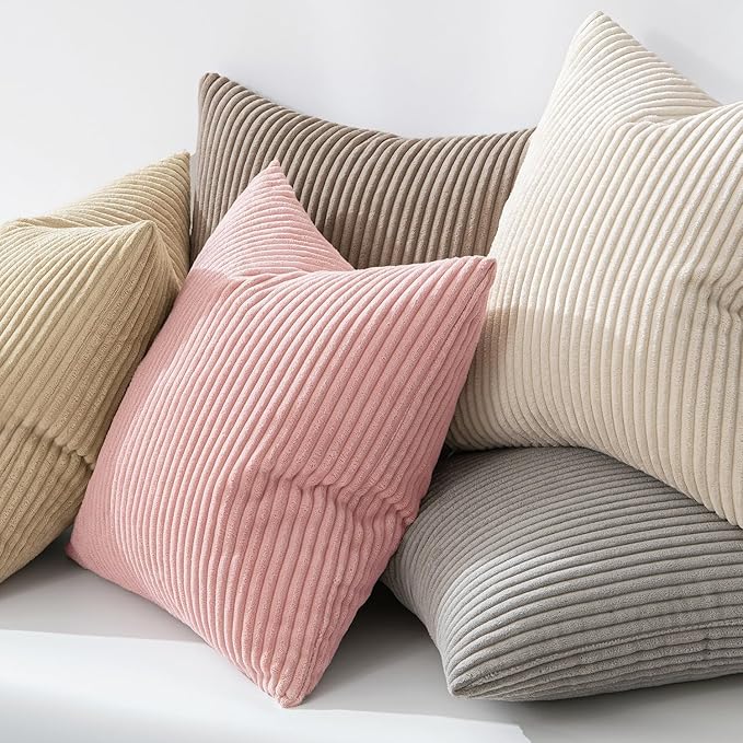 MIULEE Winter Pack of 2 Pillow Covers Soft Soild Decorative Square Throw Pillow Covers Set Cushion Cases Pillowcases for Sofa Bedroom Car 20 x 20 Inch 50 x 50 Cm Pink