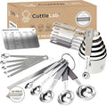 22-Piece Stainless Steel Measuring Cups and Spoons Set, Tad Dash Pinch Smidgen Drop Mini Measuring Spoons, Measuring Stick Leveler, Measurement Conversion Chart Fridge Magnet, (Charcoal)