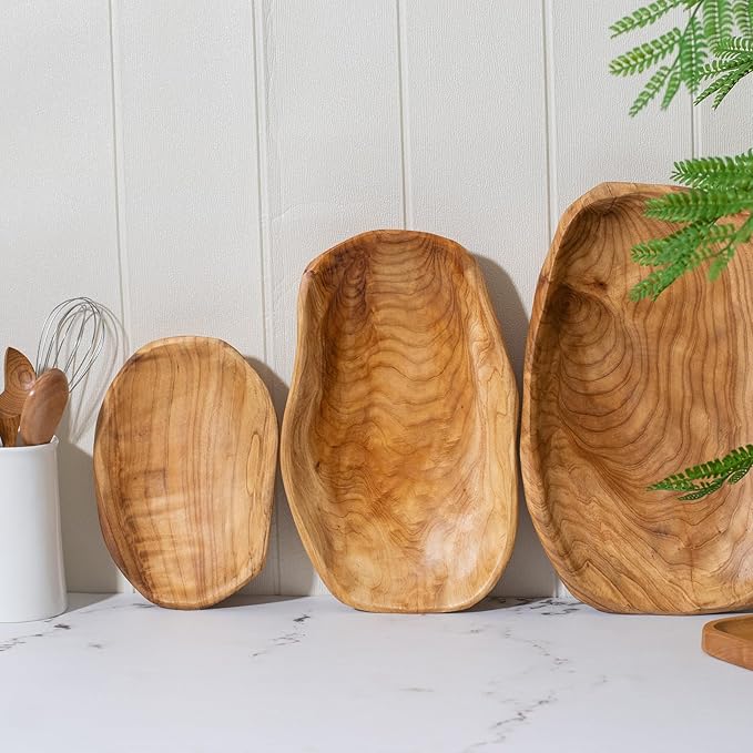 Root Wood Dish, Party Platter and Tray for Sandwich Bread Serving, Appetizer Display, Vintage Ring Dish, Hand Carved Artworks (12-13 inch)