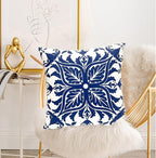 Decorative Throw Pillow Covers Set of 2 Blue Pillow Covers 20x20 inch Short Plush Floral Flower Throw Pillows,Farmhouse Cushion Covers Outdoor Pillow Covers for Couch Sofa Bed Living Room