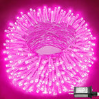 165FT 500 LED Christmas Lights, Plug in Christmas String Lights with Waterproof, 8 Modes Twinkle Fairy Lights for Xmas Garden Tree Holiday Decorations, Pink