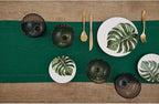 Solino Home Linen Rainforest Green Table Runner 132 Inches Long - 100% Pure Linen Extra Long Table Runner 14 x 132 Inch for Fall, Autumn, Thanksgiving - Classic Hemstitch