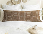 BlissBlush Fall Brown Soft Chenille Boho Body Pillow Cover 20x54, Decorative Oversized Long Lumbar Pillow, Boho Textured Oversize Body Pillow, Cover ONLY