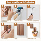 Foldable Wall Hooks 2Pack: Rustic Wooden Coat Hooks Mounted for Heavy Duty Hanging Hats Bags Beach Towels, Space Saving Minimalist Design for Aesthetic Homeowner