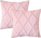 decorUhome Throw Pillow Covers 20x20 Inch Set of 2, Soft Plush Faux Fur Wool Light Pink Couch Pillow Covers, Decorative Neutral Pillow Cases for Bed Sofa Living Room Home Decor