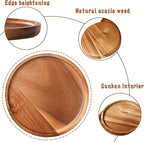 Wooden Acacia Plates of 4, 6Inch Round Wood Plates Acacia Wooden charcuterie boards Serving Tray for Dishes Snack Dessert