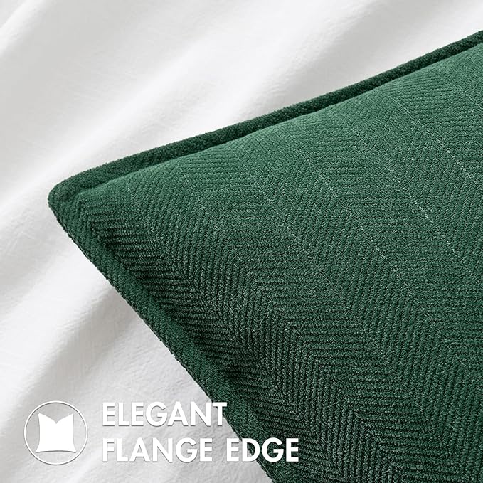 MIULEE Pack of 2 Christmas Green Decorative Pillow Covers 20x20 Inch Soft Chenille Luxurious Couch Throw Pillows Farmhouse Cushion Covers with Elegant Design for Sofa Bedroom Living Room Home Decor