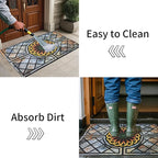 Door Mat Welcome Mat, Heavy Duty Door Mat 23.6 x 35.4 Inch Front Rug Doormat for Outdoor Entrance Home Non-Slip Rubber Rug for Front Door, Outside, Entryway, Patio (Flower)