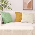 Pallene Mustard Yellow Throw Pillow Covers 26x26 Set of 2, Soft Plush Faux Fur Decorative Couch Pillow Covers for Sofa Bed Living Room Pillow Cases with 3D Diamond Pattern