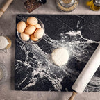Natural Marble Cutting Board, Marble Pastry Board for Kitchen with Non-Slip Feet, Black with White Vein 16x12x0.7 Inch