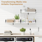 Fun Memories Floating Bookshelves, Set of 3 Wall-Mounted Wood Shelves 24" W x 8" D, Decorative Wall Shelf for Living Room, Bedroom, Bathroom, and Laundry Room (White)