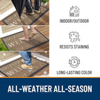 OLANLY Welcome Door Mat Indoor Outdoor Entrance, Heavy Duty Sturdy Front Door Mat, Waterproof All-Weather Doormat, Stain Resistant, Low Profile, Easy Clean Patio Entryway Mat, 29.5 x 17, Light Brown
