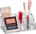 Amazing Abby - Tiffany - Acrylic Cosmetic Organizer, Transparent Plastic Makeup Holder, Compartmented, Shatter-Proof, Perfect Bathroom Vanity Storage Solution for Beauty Supply, Small