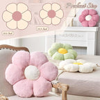 Beige Flower Pillow, Cute Decorative Flower Shaped Throw Pillow with Faux Rabbit Fur, 19.6" Soft Flower Plush Throw Pillow Floor Pillows Room Décor for Bedroom Living Room