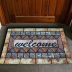 Door Mat Welcome Mat, Heavy Duty Door Mat 17.7 x 29.5 Inch Front Rug Doormat for Outdoor Entrance Home Non-Slip Rubber Rug for Front Door, Outside, Entryway, Patio (Brown Welcome)