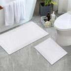 Bedding Craft Cotton Bath Mat Rug, Reversible Water Absorbent Cloth Bathmat, Machine Washable 21x34