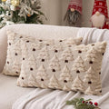MIULEE Christmas Tree Decorative Pillow Covers Faux Fur Wool Throw Pillows Soft Plush Cushion Covers Set of 2 Xmas Home Decor Winter Holiday for Sofa Couch Livingroom Bed 12x20 Inch Beige