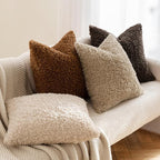 MIULEE Pack of 2 Throw Pillow Covers 24x24 Inch Neutral Oatmeal Faux Fur Decorative Sherpa Pillow Covers Fuzzy Accent Soft Sheepskin Fleece Cushion Cases for Boho Home Decor Couch Living Room Bed